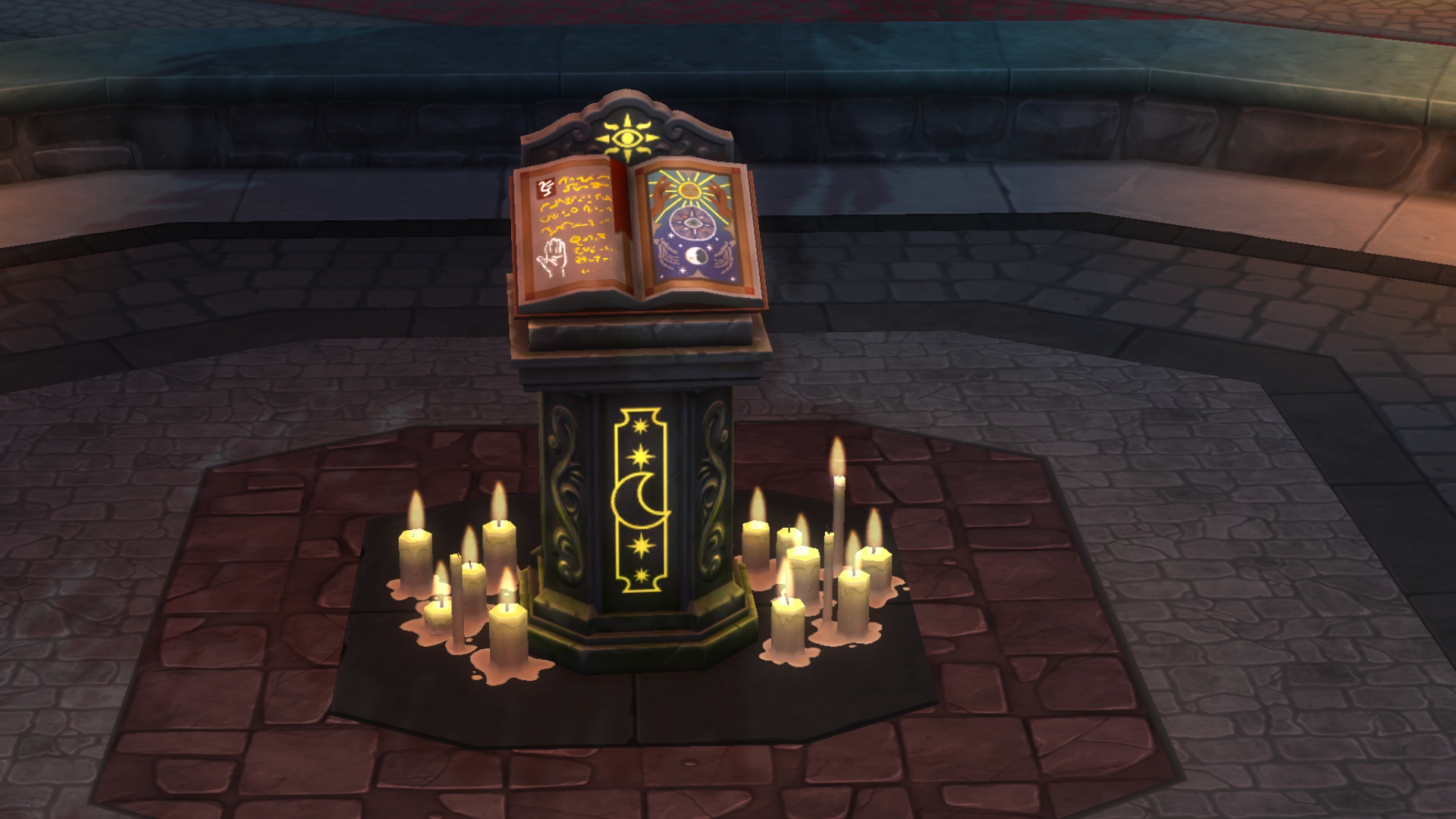 A tarot tome at night in The Sims 4