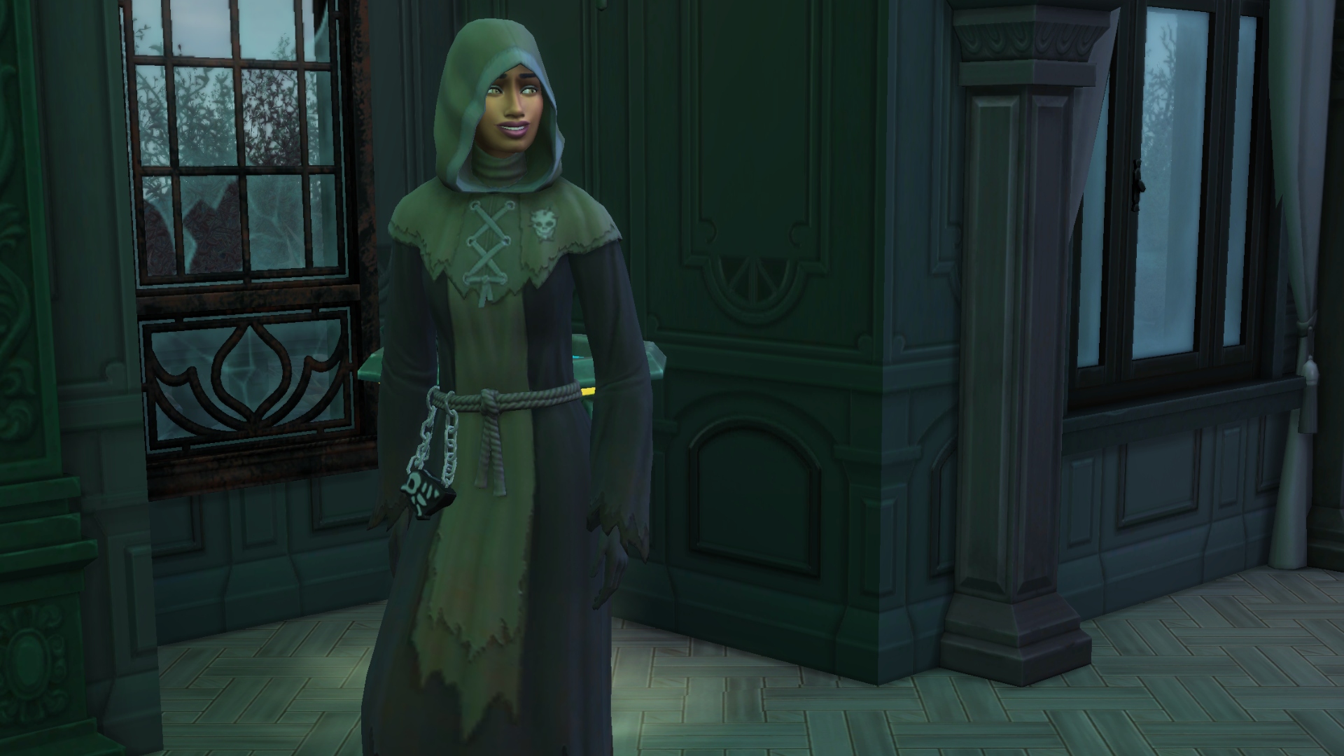 A Sim in a Reaper uniform in The Sims 4 Life and Death