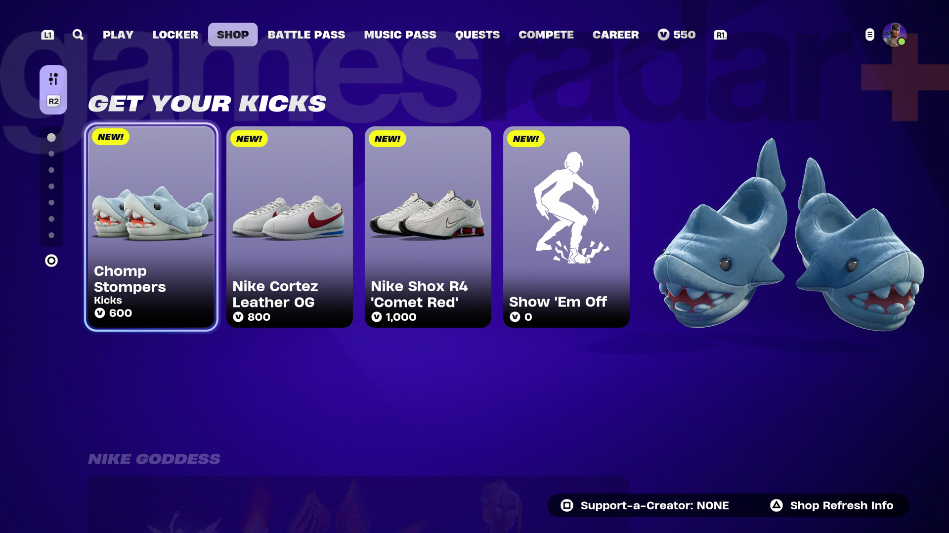 Fortnite Kicks on the Item Shop