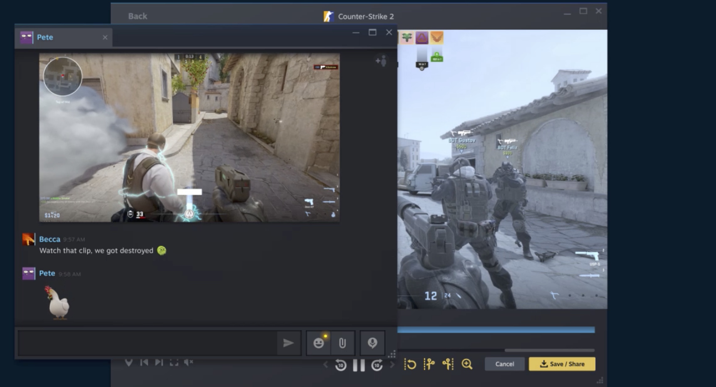 An image showing how sharing works using Steam Game Recording