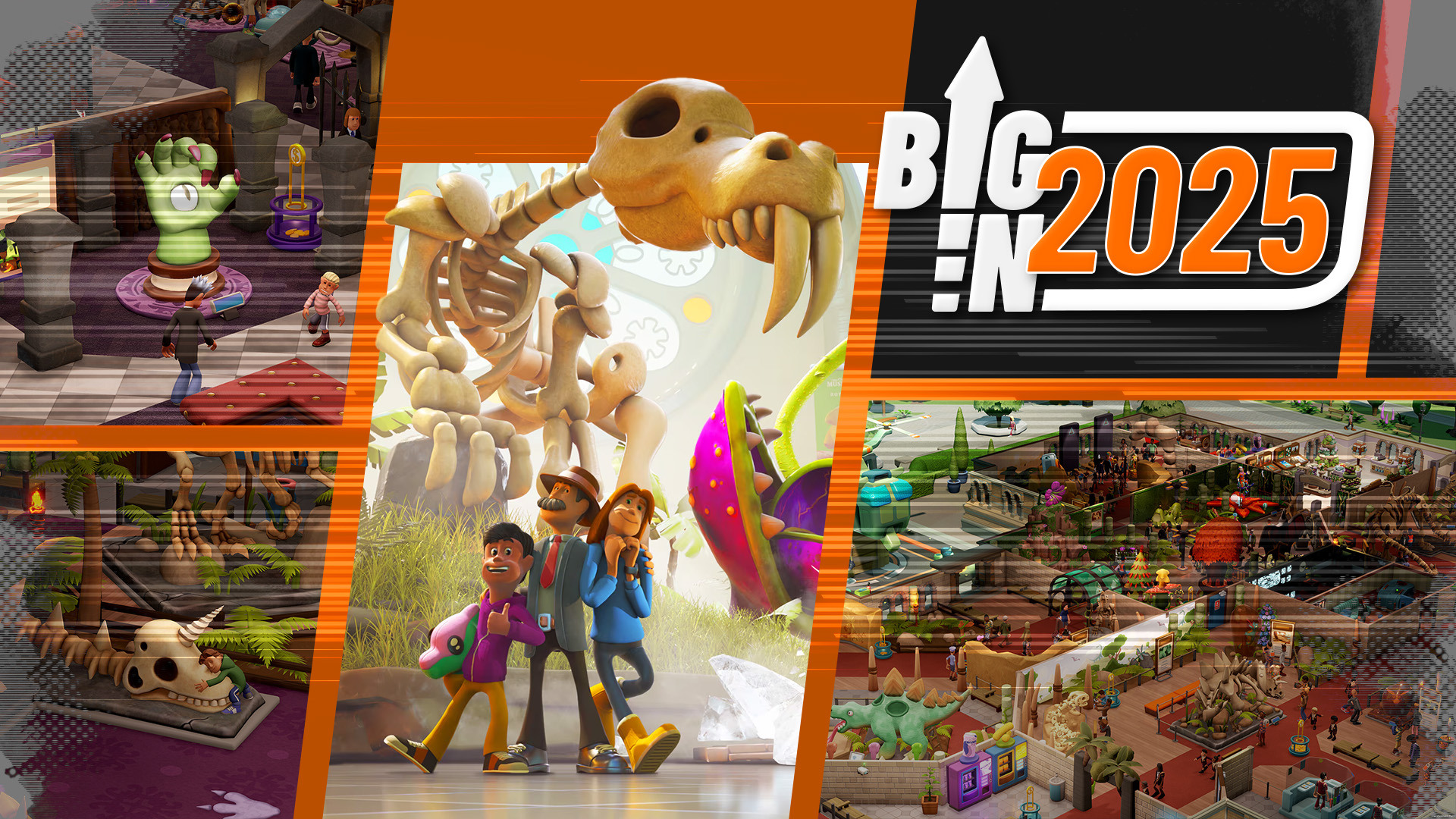 zbg9f8rcs5cz4keten7yyk Big in 2025 Two Point Museum montage, showing a family in front of a fossil, more fossils, a zoomed out museum, and a haunted hand
