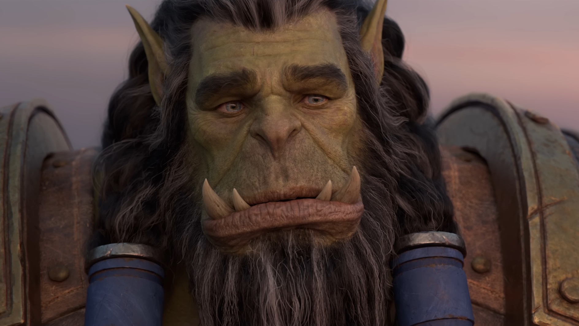 Orc man looking pensively at camera