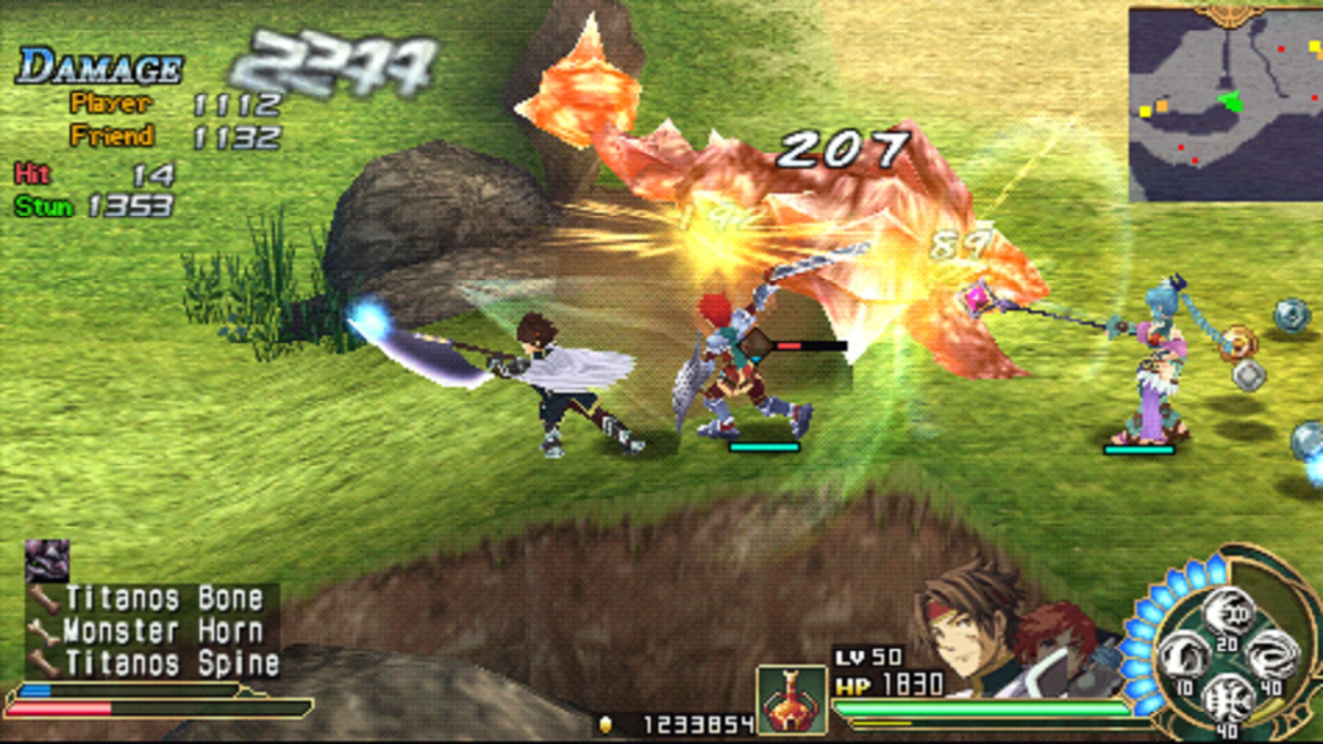 A screenshot of a fighting during Ys Seven, one of the best PSP games of all time.