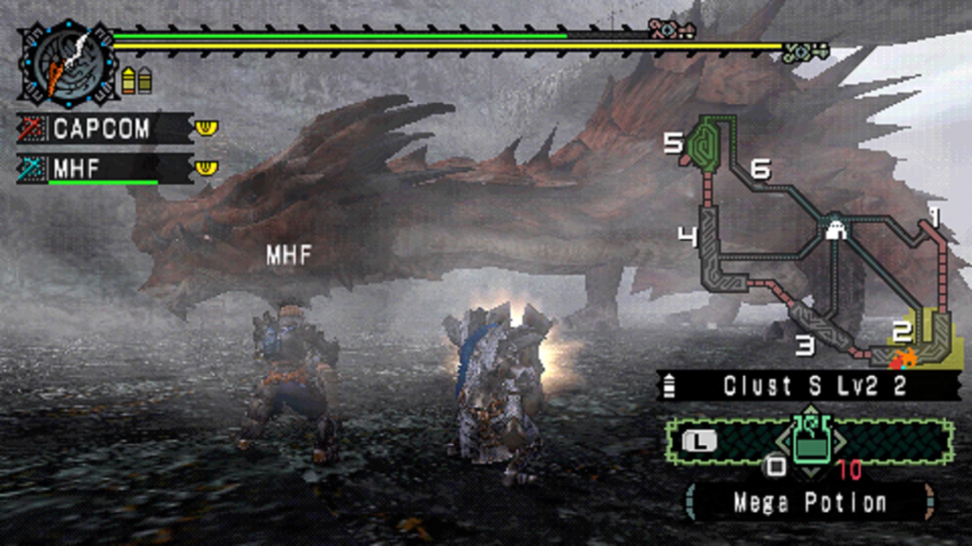 A screenshot of Monster Hunter Freedom, one of the best PSP games of all time.