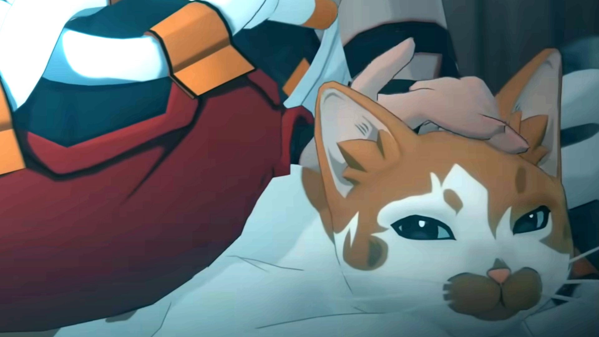 A cat gets an affectionate head-scratch in miHoYo's Zenless Zone Zero.