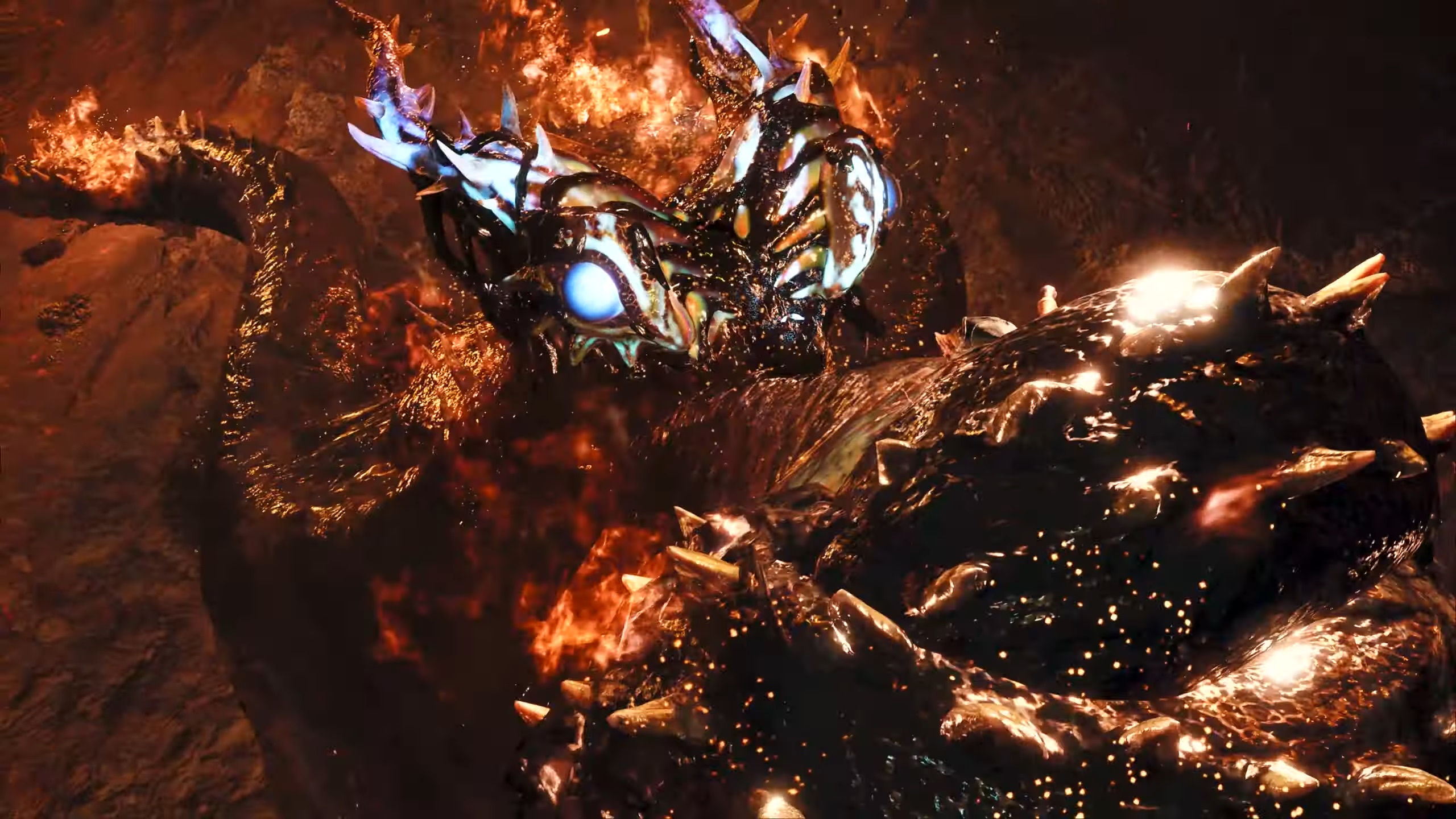 a7emexu6d697my9ek4x8td-3 Monster Hunter Wilds screenshot showing a fiery octopus monster grabbing player