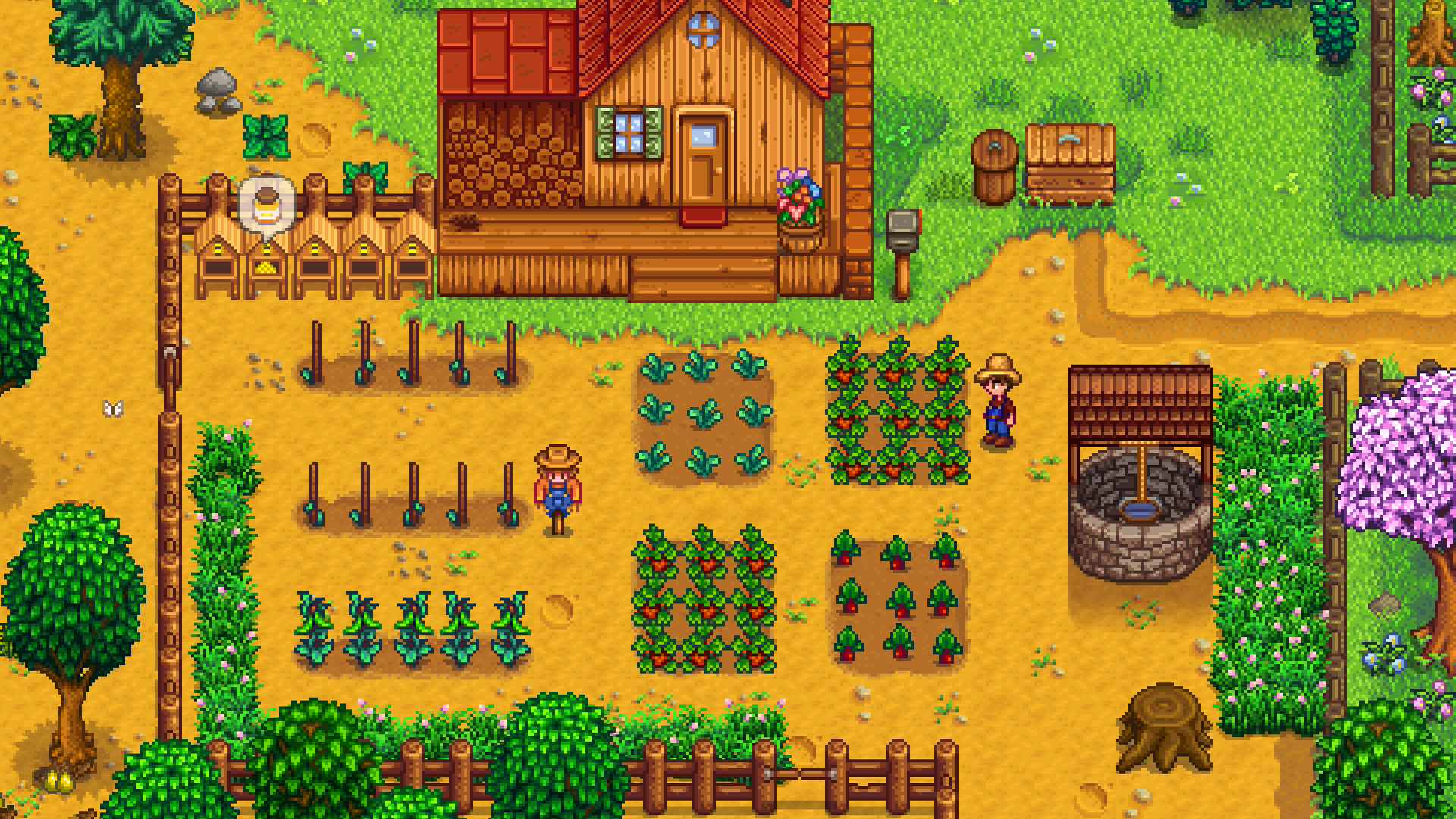 Best games like Stardew Valley: a screenshot of a Stardew Valley farm during spring.