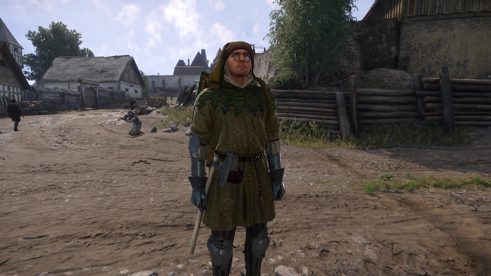 Kingdom Come: Deliverance 2 screenshot of Henry wearing a fancy coat, hat, and spectacles