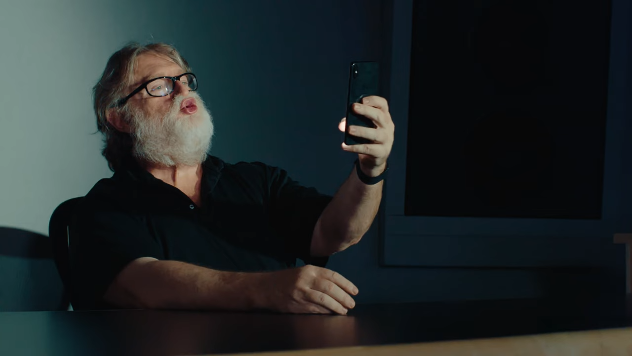 Gabe Newell in a Valve promotional video, on a yacht.