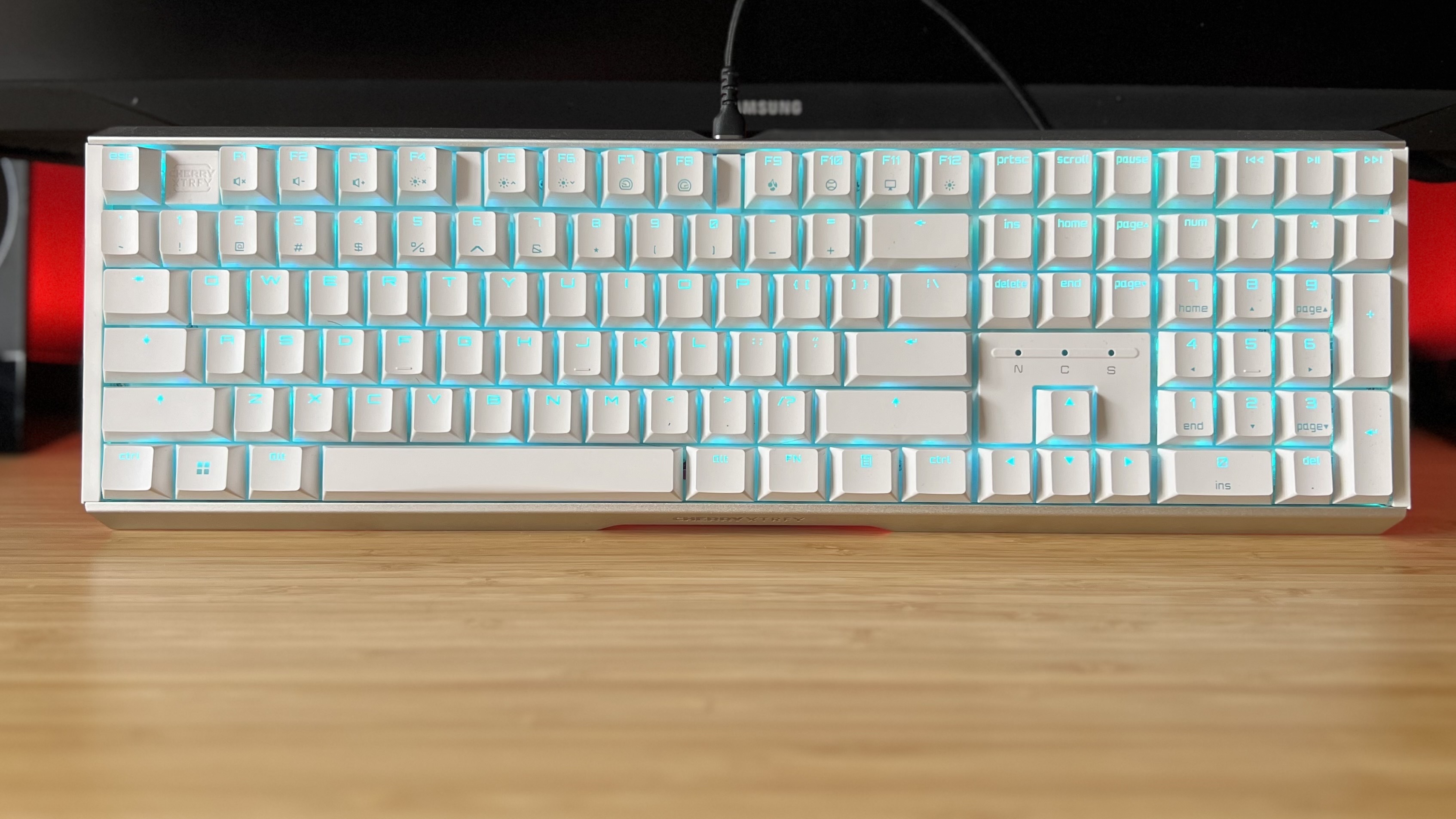 Cherry MX 3.1 gaming keyboard on a wooden desk