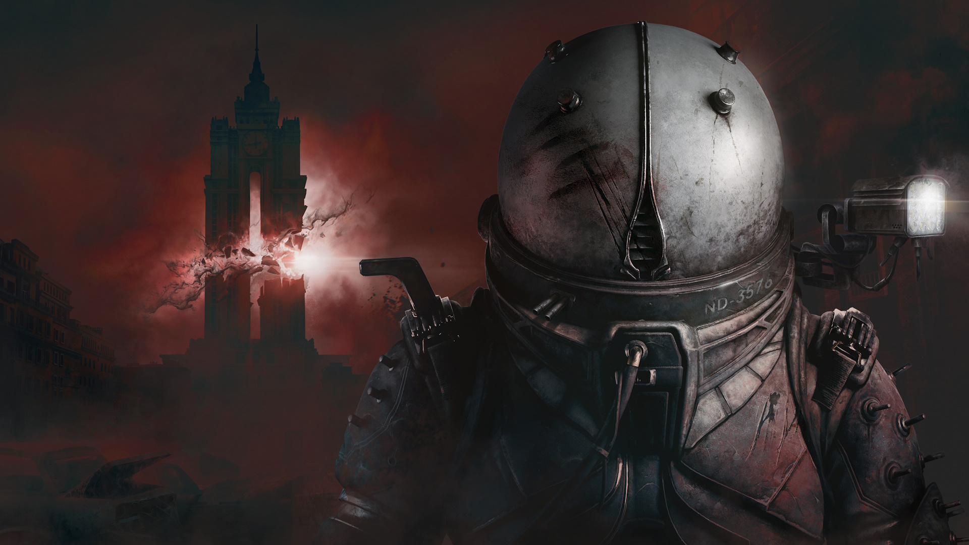 Cronos: The New Dawn key art featuring a mysterious building in the background and traveller in foreground