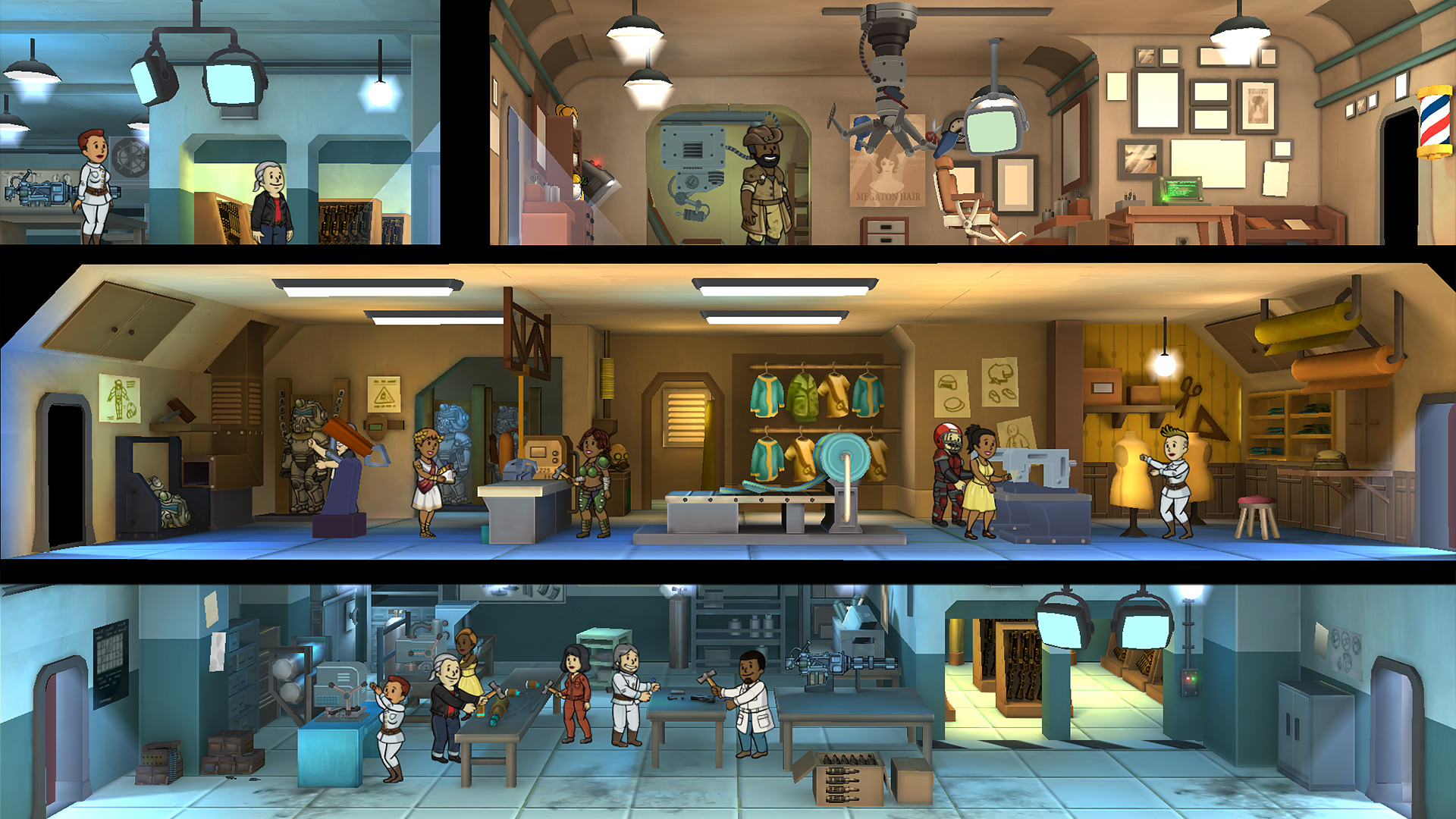 A screenshot of a base during Fallout Shelter, one of the best Fallout games.