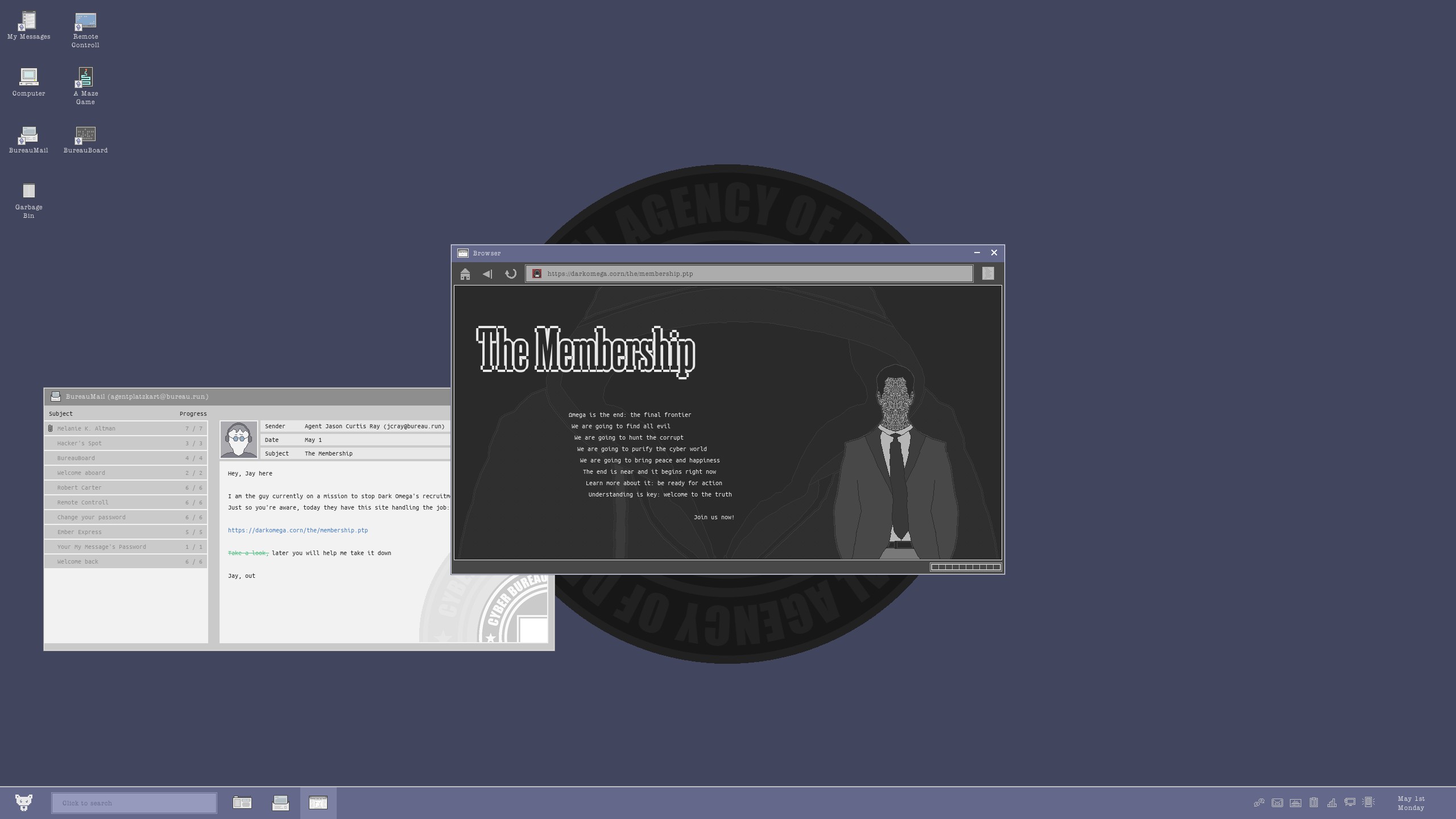 A virtual desktop with multiple windows open.
