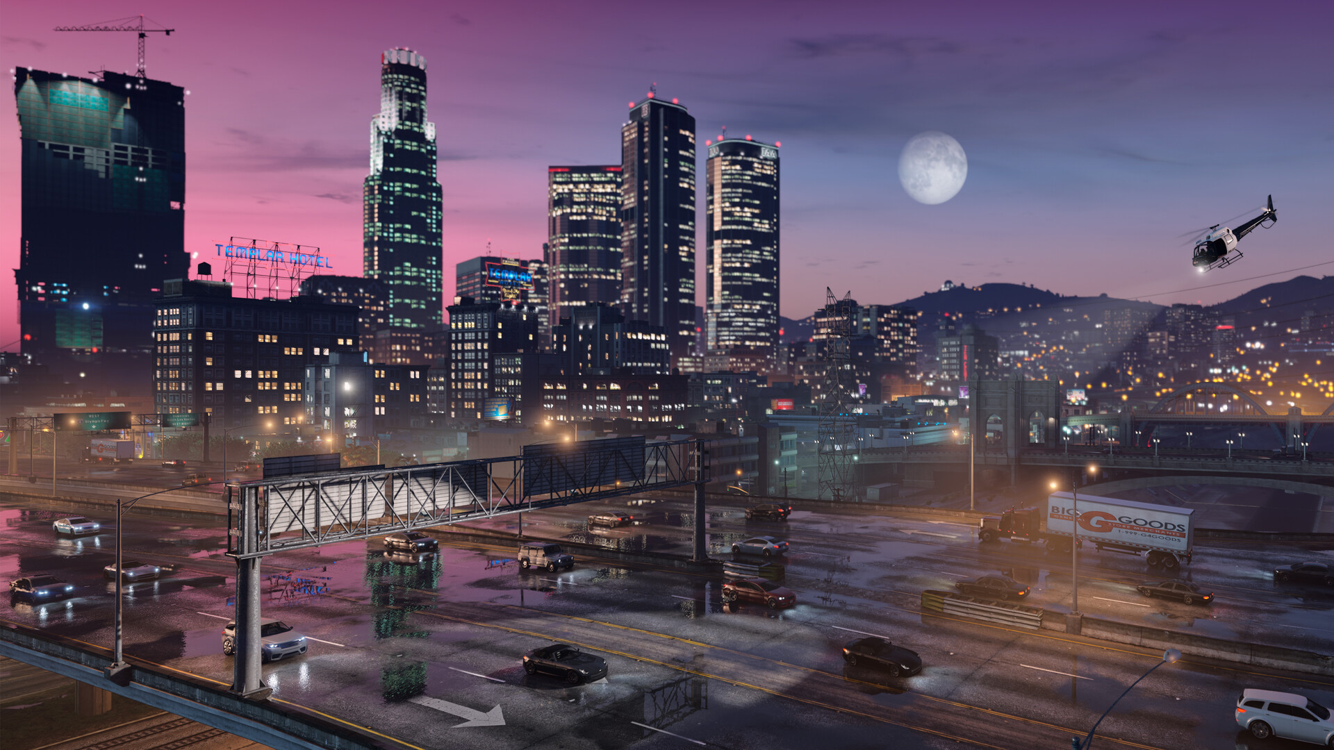 Los Santos at night in Grand Theft Auto 5