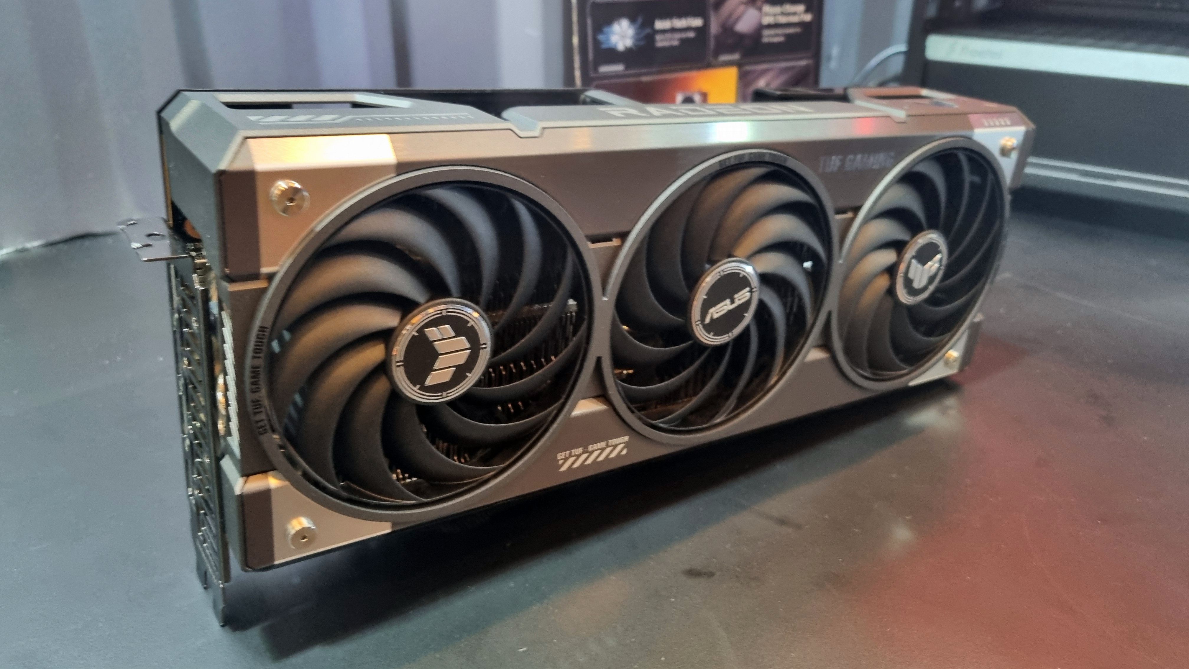 An Asus TUF RX 9070 XT on display at CES 2025