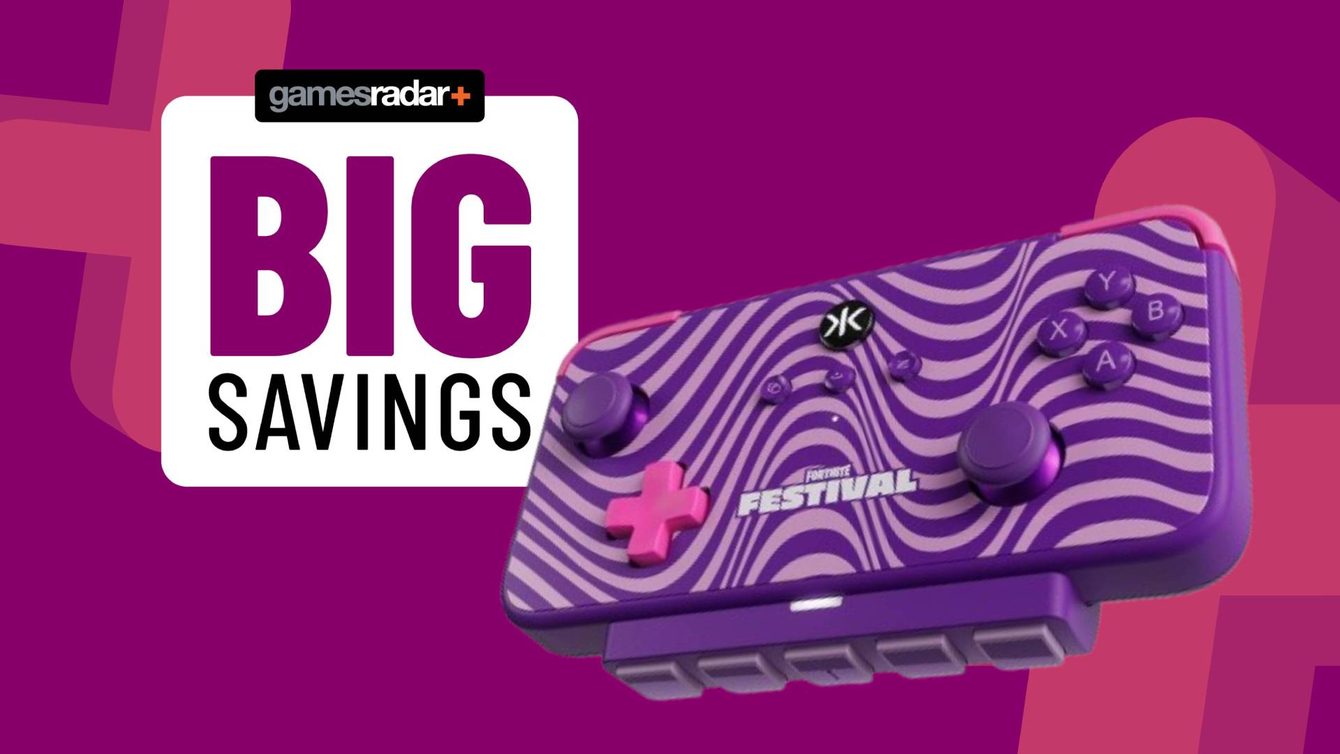 Image of the CRKD Neo S Fortnite Festival controller, on a dark purple GamesRadar background.