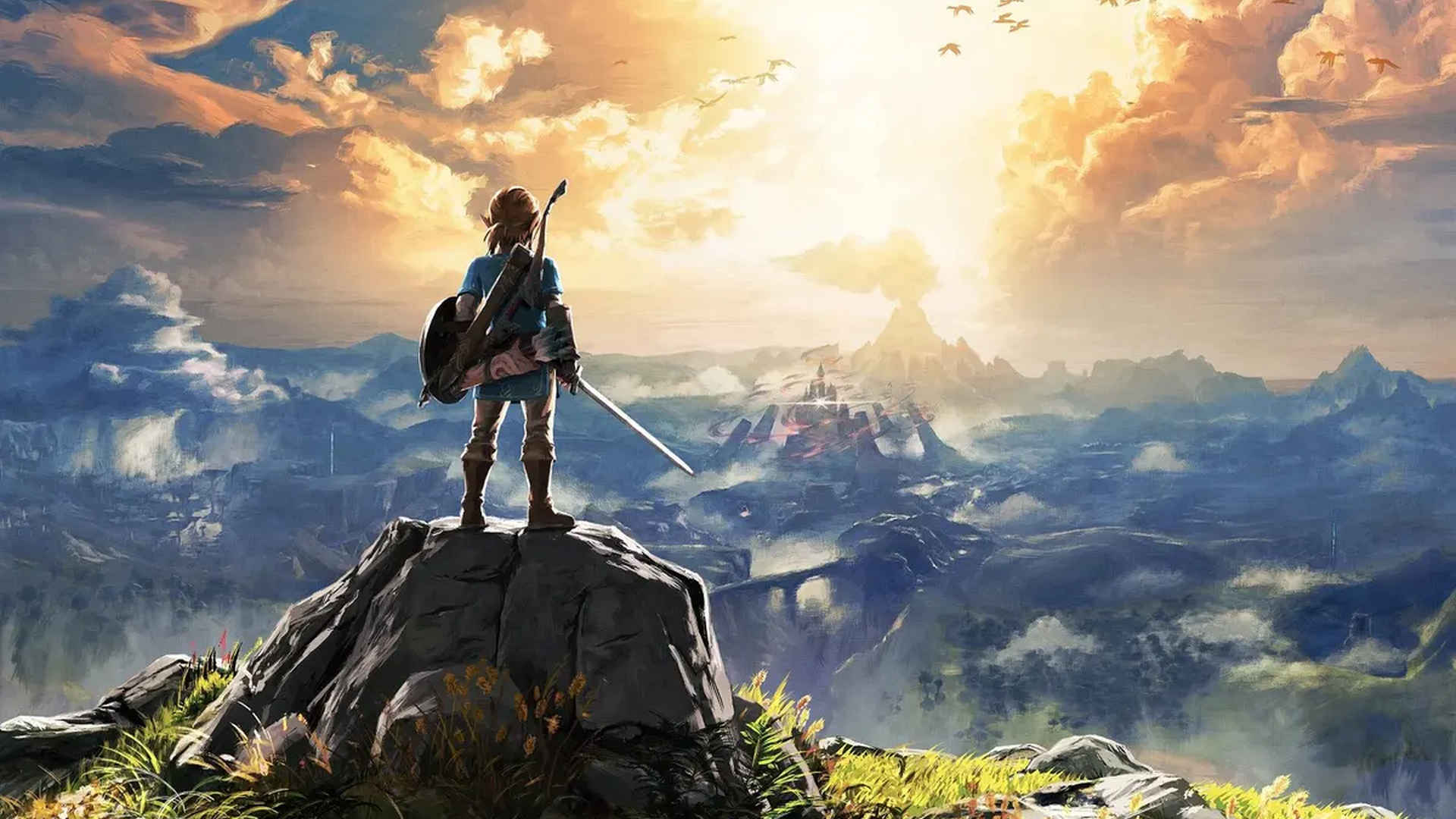 Link looking out over Hyrule during The Legend of Zelda: Breath of the Wild