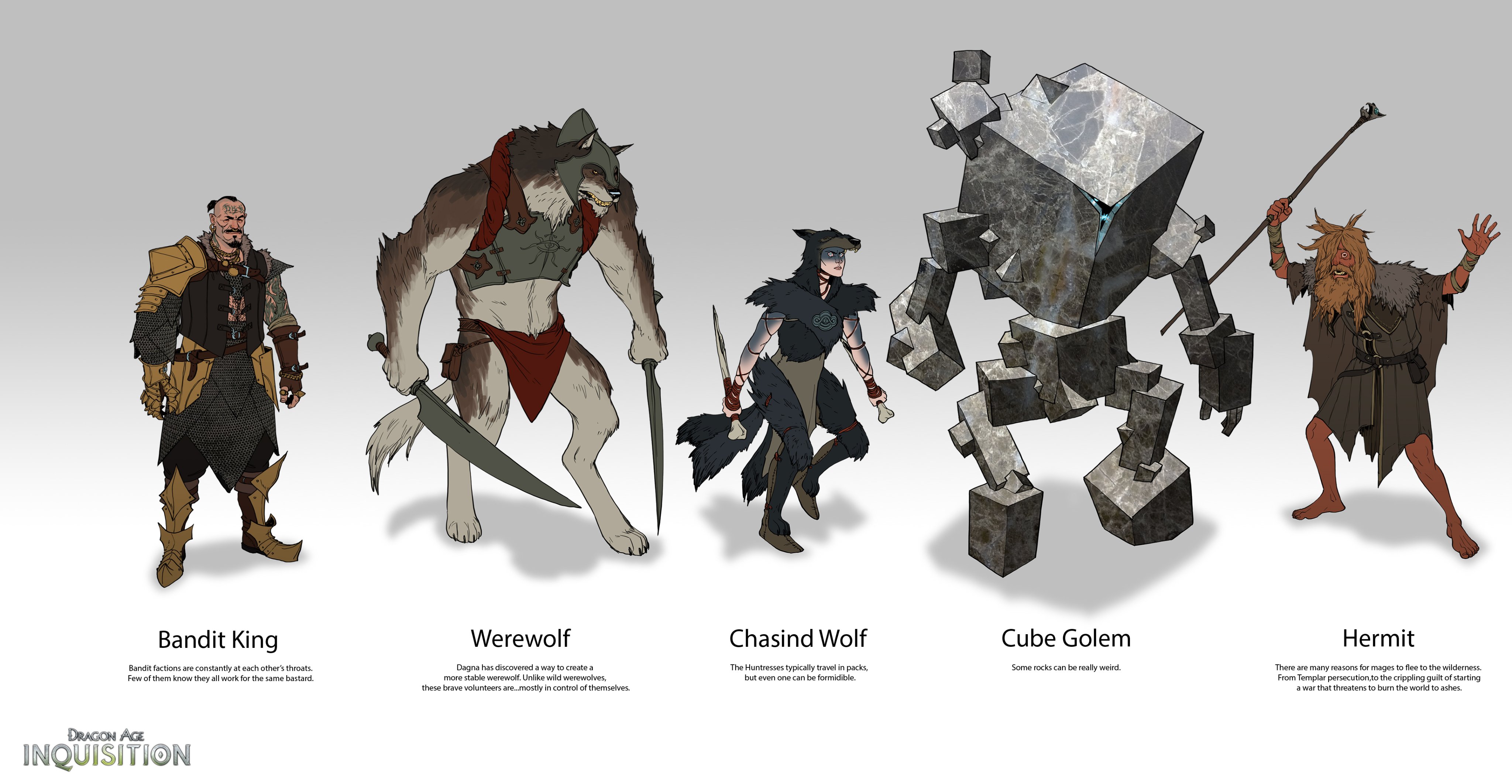 5vg2kty4ulumvkgmmb7d4y Concept art for Dragon Age characters, including a cuboid golem and a "Hermit" who is clearly Anders from Dragon Age 2