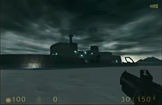 bd5mtreq7tu4tknuoslw4d view of early version of the Borealis icebreaker stranded in ice field in early version of Half-Life 2