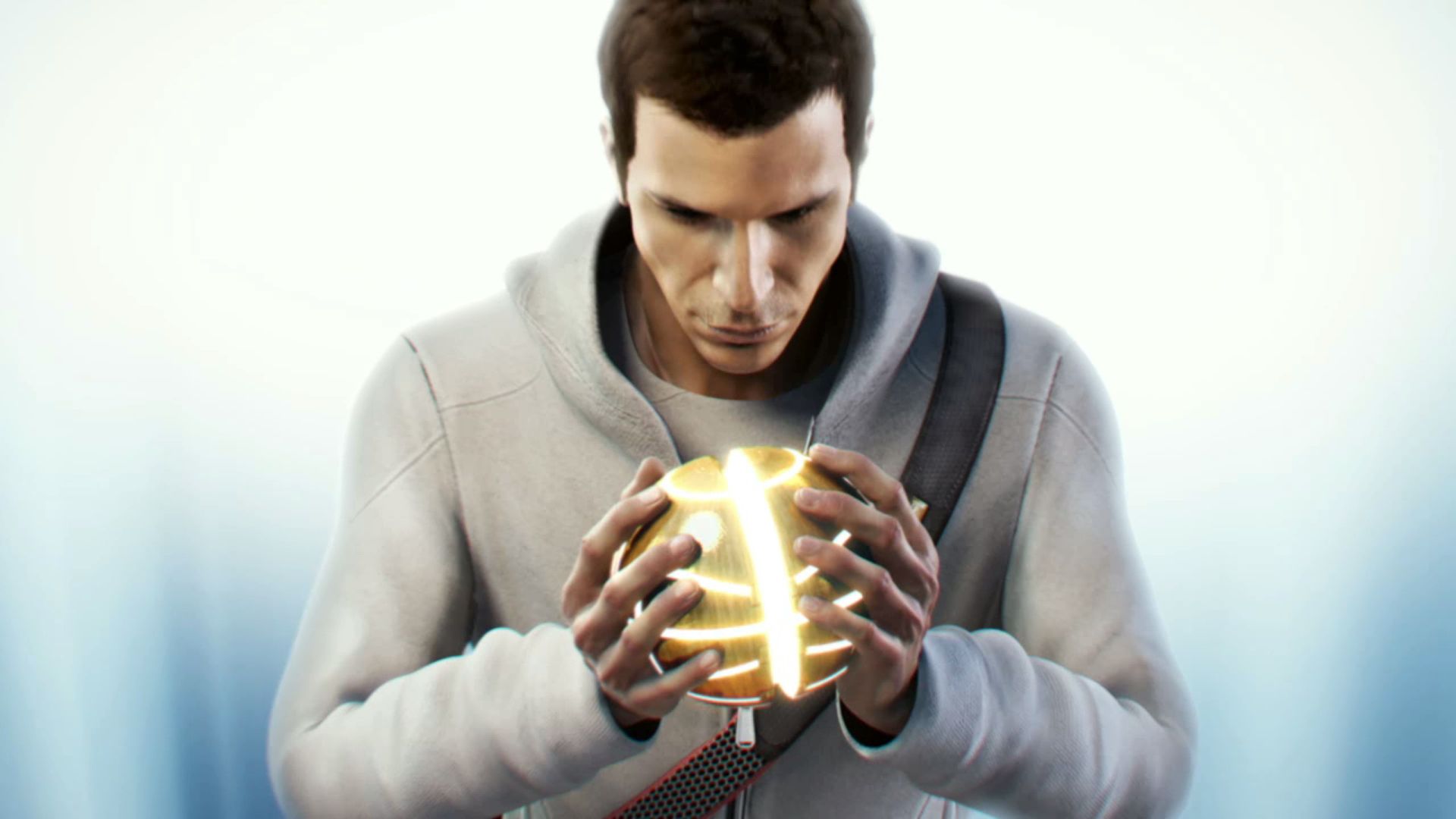 Assassin's Creed 3 screenshot of Desmond hilding a circular Isu artifact