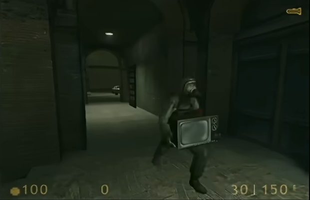 pt2mzzke4ebzjoo6fxmh5d hazmat suit citizen running with a TV in early Half-Life 2 build