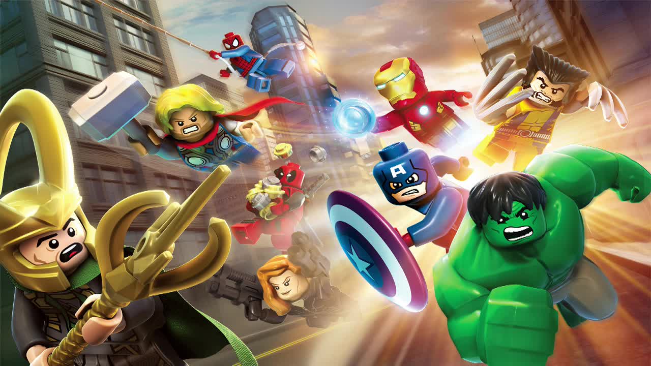 The Avengers chasing after Loki during Lego Marvel Super Heroes.