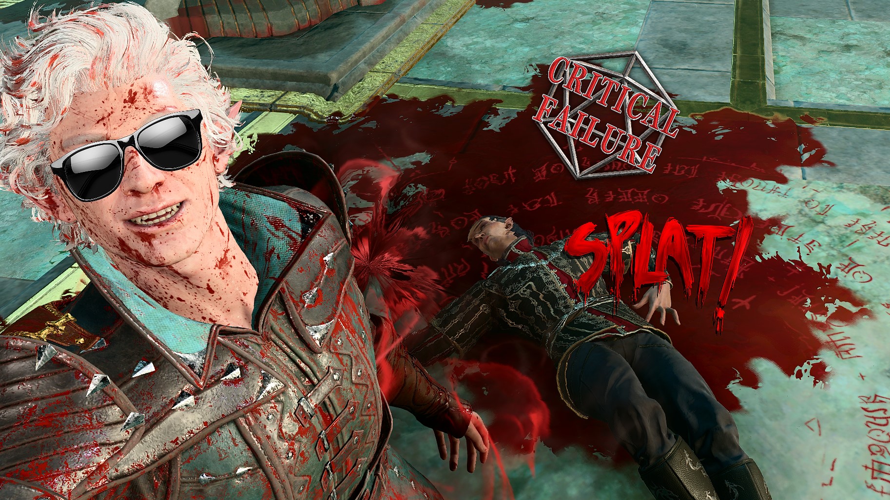 Astarion takes a selfie over a dead enemy in Baldur's Gate 3