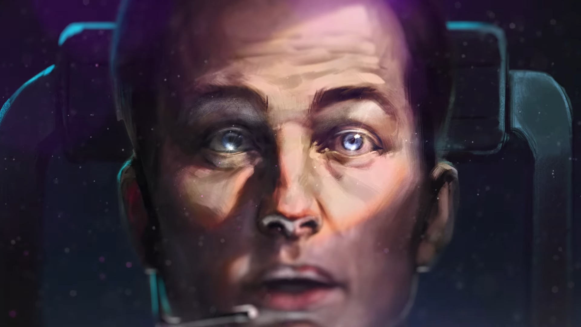 Art of a man gazing into an astral rift in Stellaris.