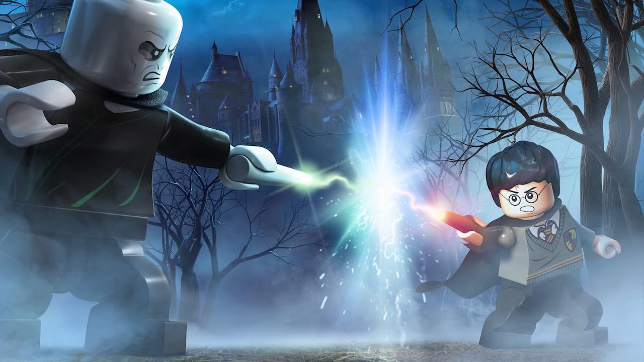 Harry Potter and Voldemort duelling during the Lego Harry Potter games.