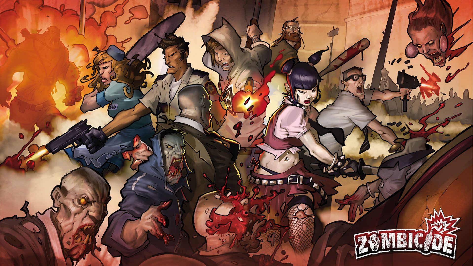 A band of survivors fight off a wave of zombies