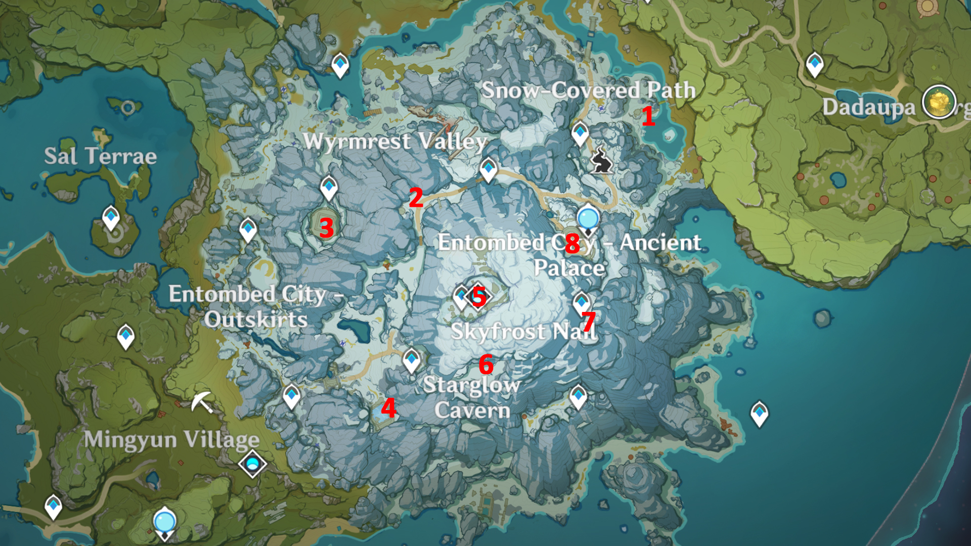 Genshin Impact Dragonspine Stone Tablet locations