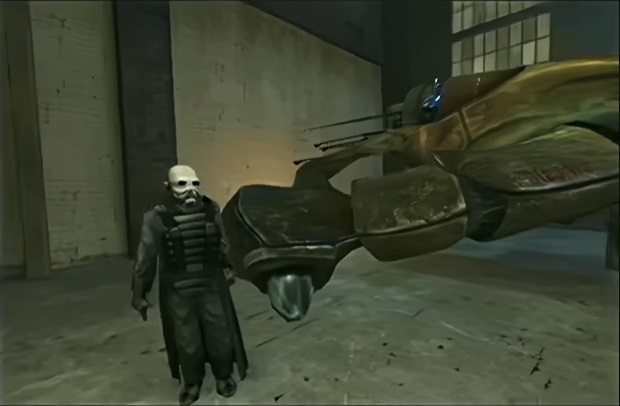 xcwxat55edbklqwshd865d Early Combine soldier standing next to organic helicopter in early Half-Life 2 build