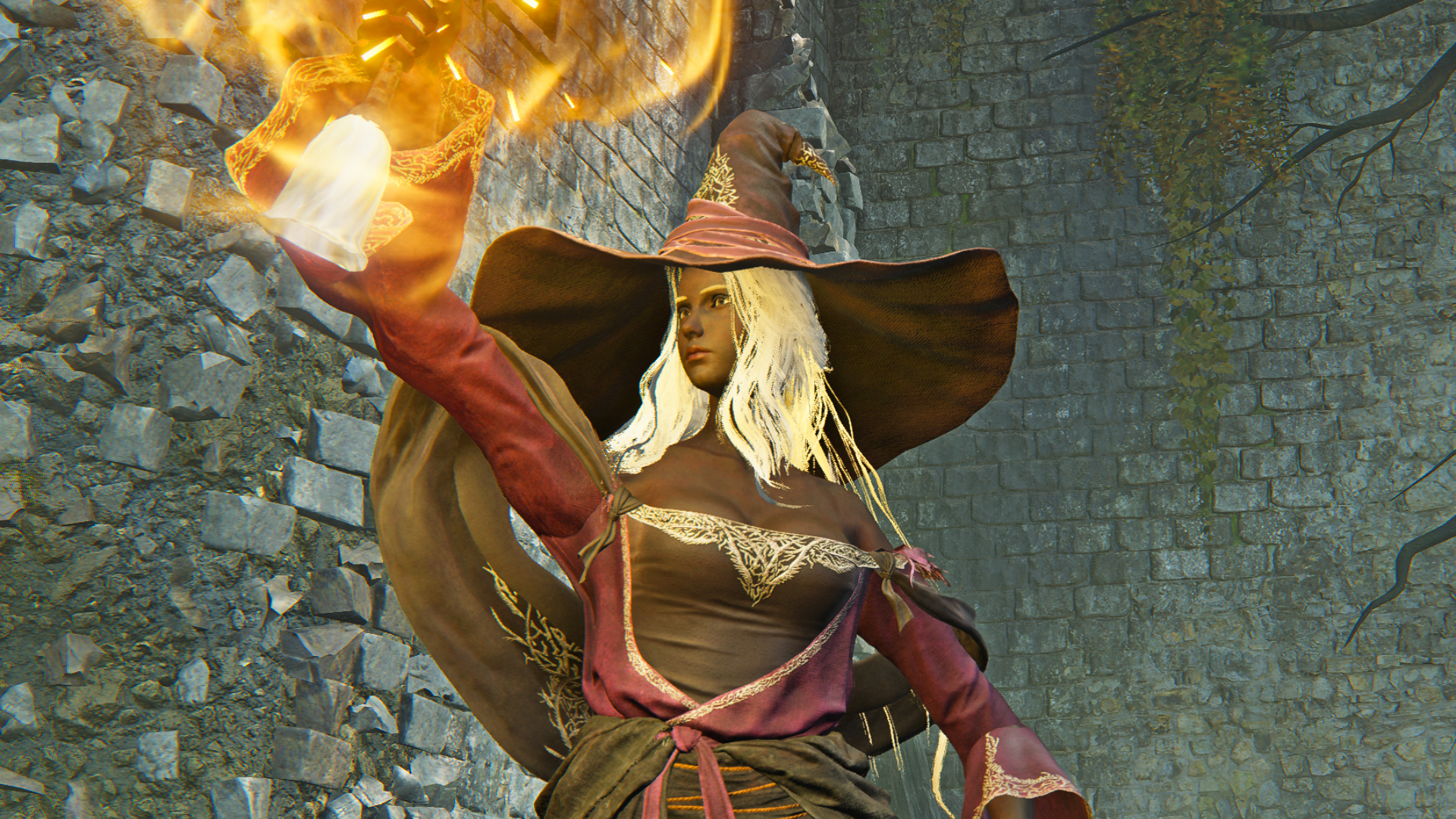 A witch character from Elden Ring Nightreign rings a bell above her head that produces a magical glowing effect