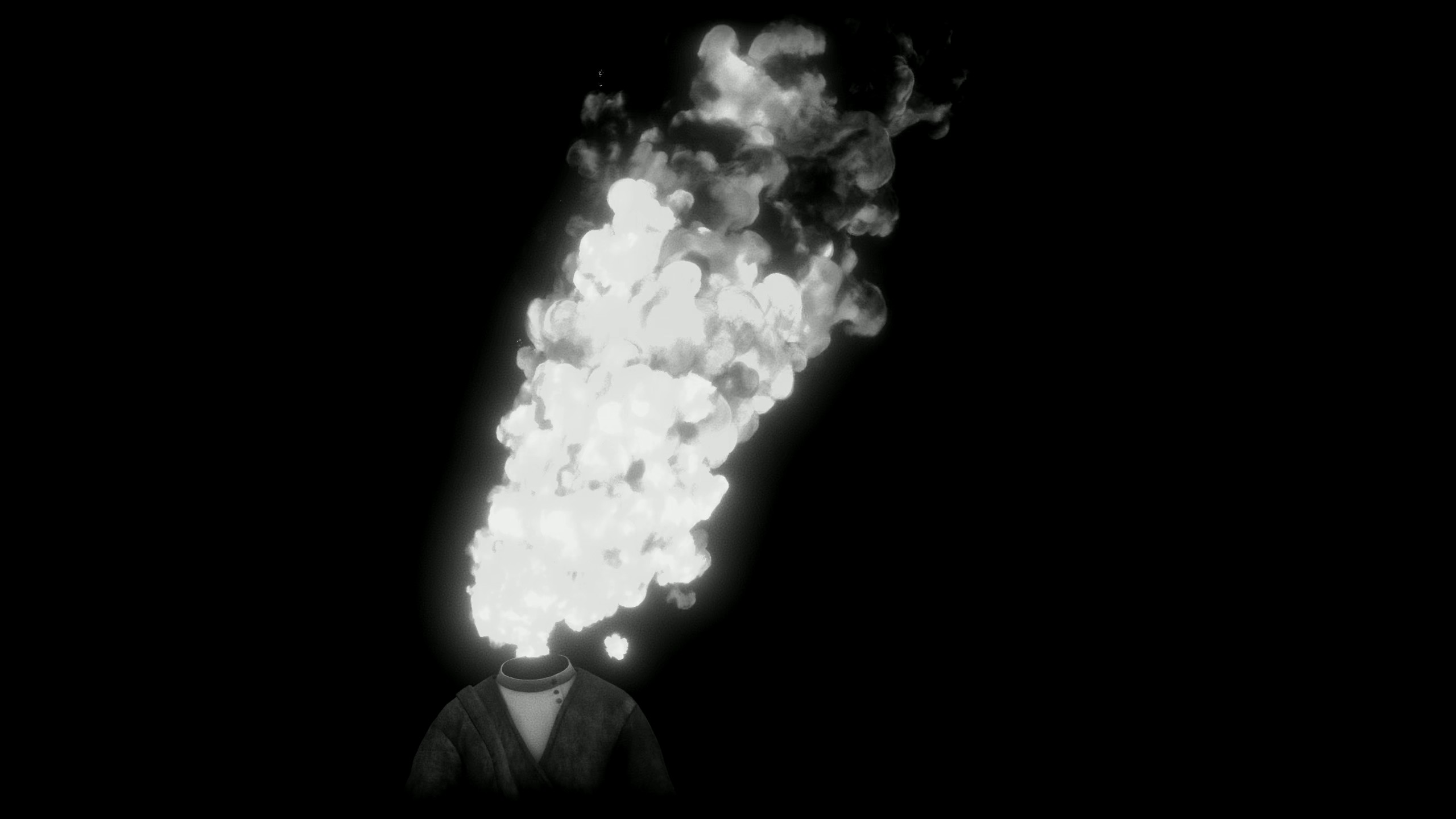 A headless body emits a gout of flame from its neck.