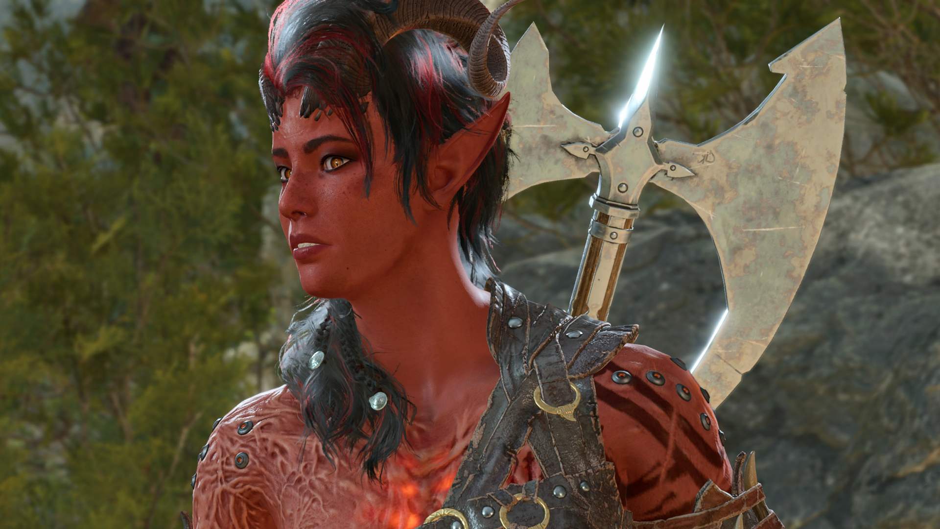 Baldur's Gate 3 Karlach looks surprised