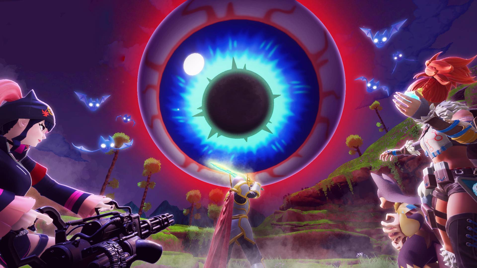 A giant eye in the sky of Palworld for its Terraria crossover update Tides of Terraria