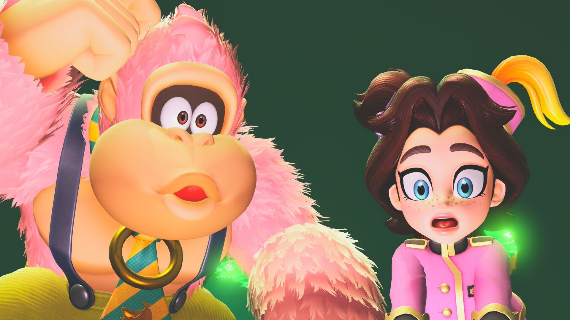 DK and Pauline look surprised in Donkey Kong Bananza