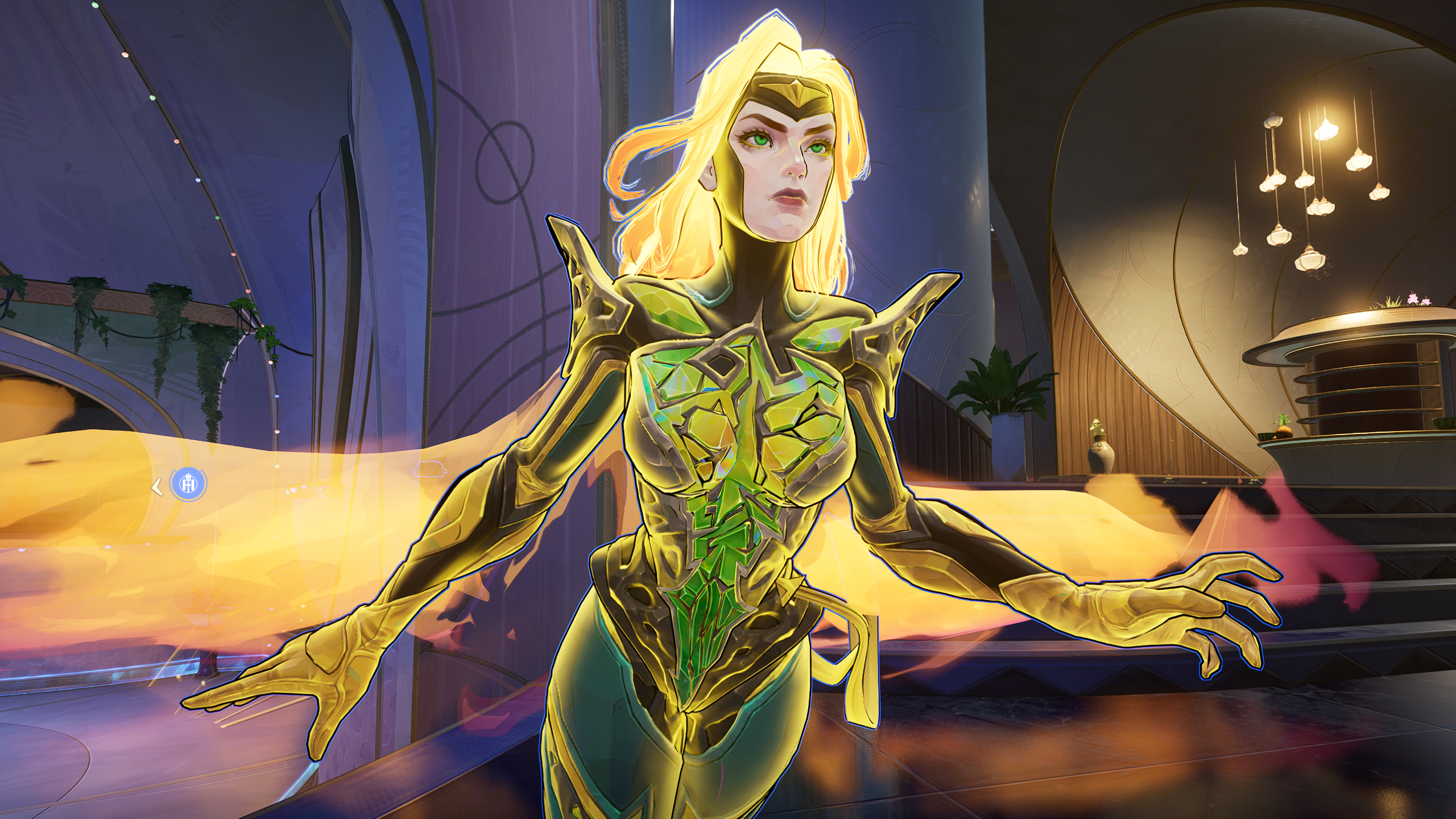 Marvel Rivals ultimate ability VFX customisation: An upper-body shot of Phoenix glowing as she flies forward.