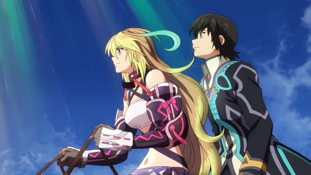 Tales of Xillia Remastered screenshot showing the instalment's two protagonists on horseback