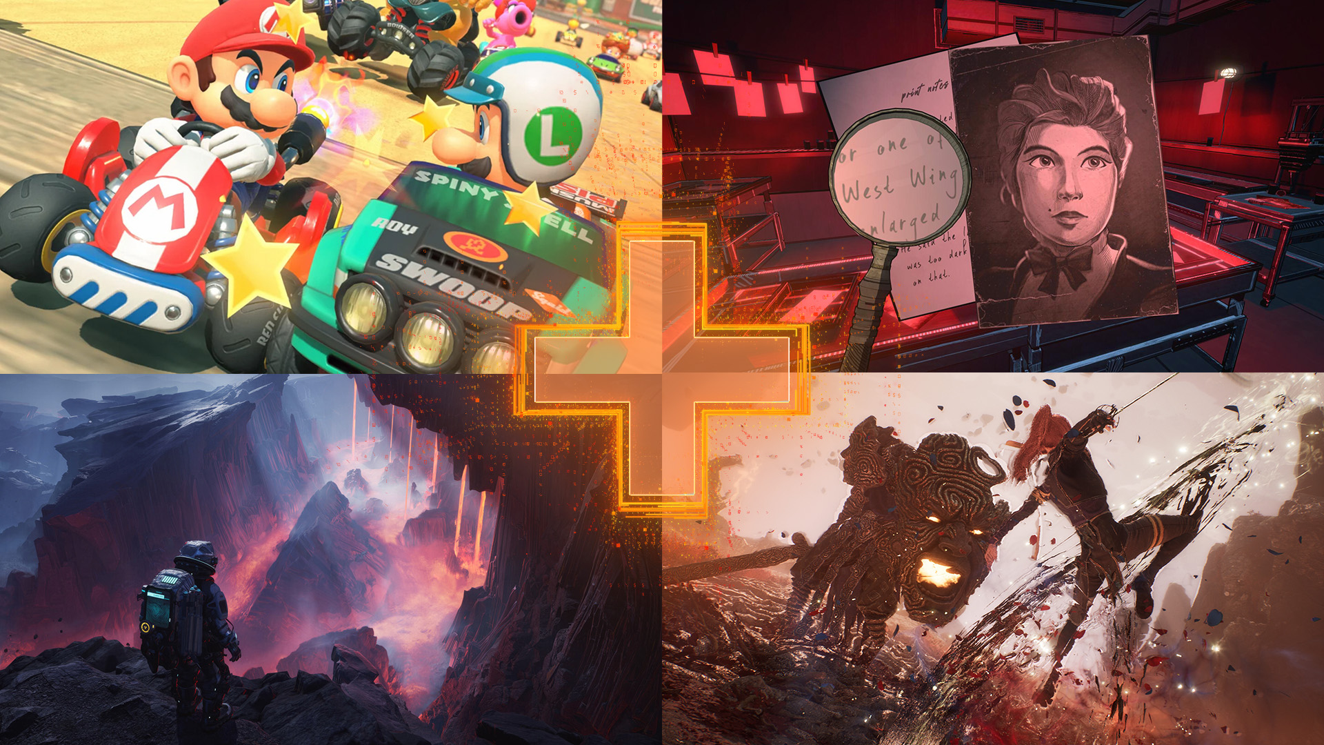 A header image for the GamesRadar+ Best Games of 2025 list, showing Mario Kart World, Blue Prince, The Alters, and Clair Obscur: Expedition 33