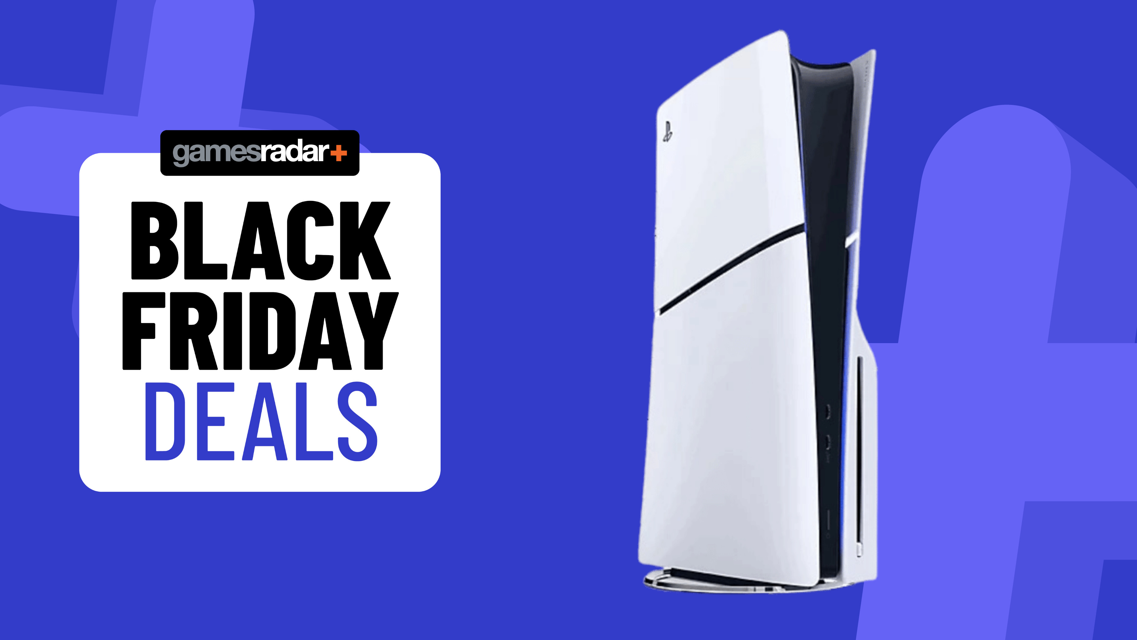yd4fqfwcmkcubvphwv2zxs-1 PS5 Slim console on a blue background with Black Friday deals badge