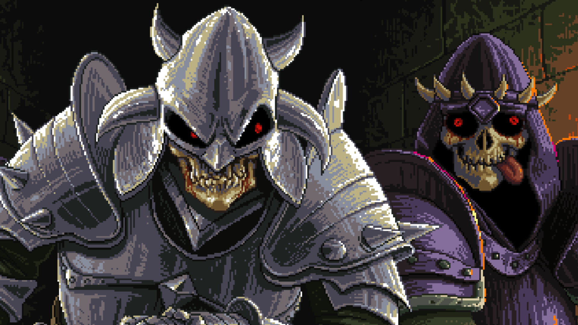 Two skeletons from The Crazy Hyper-Dungeon Chronicles. One of them has a silly face. It's silly.