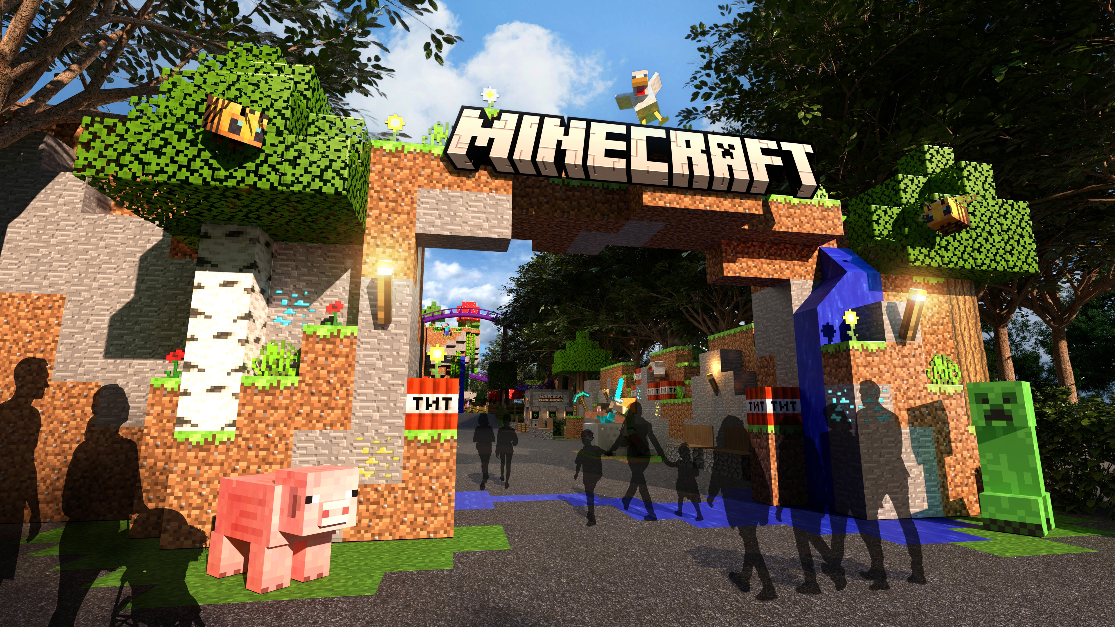 zwareji2covmyt49tltwif-1 Concept art of an upcoming Minecraft theme park.